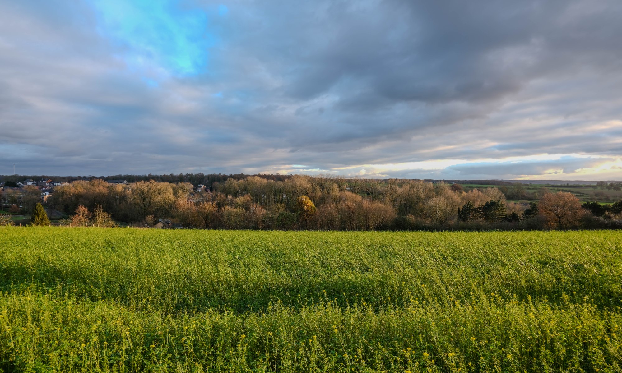 Late Afternoon Sun shining over the landscape in Autumn