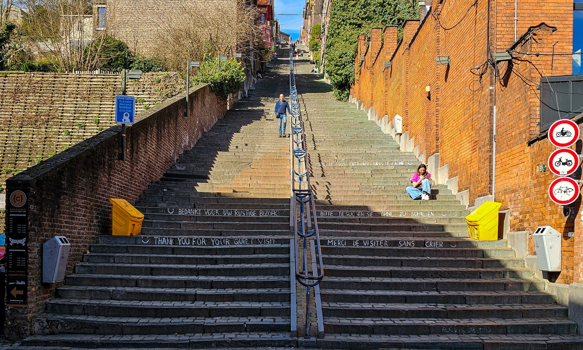 Public Stairway in Liège from the old City to the Citadel.